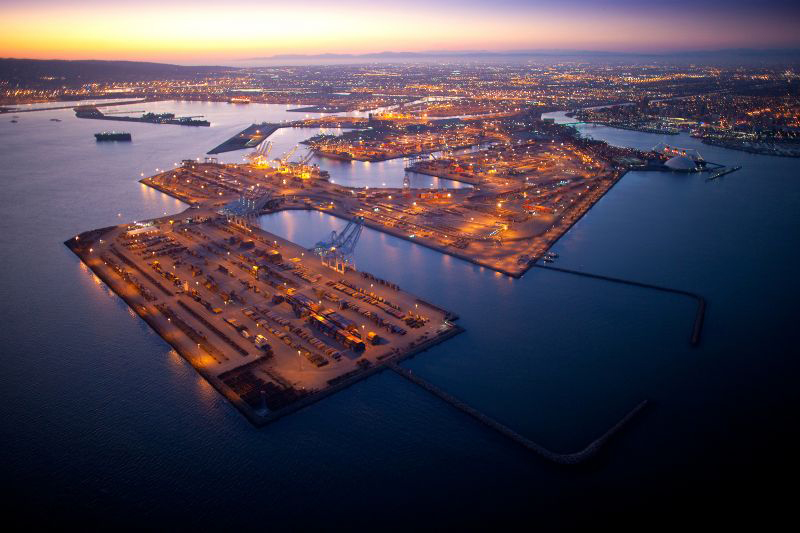 Port of Long Beach at night